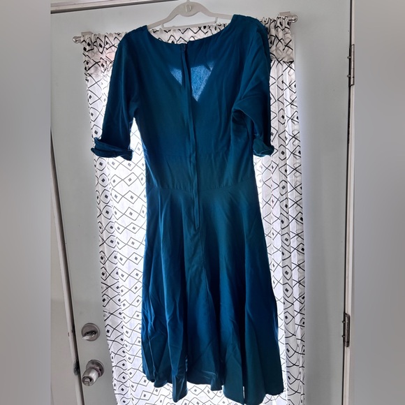 Unique Vintage Delores swing midi dress dark teal size large - Picture 6 of 8